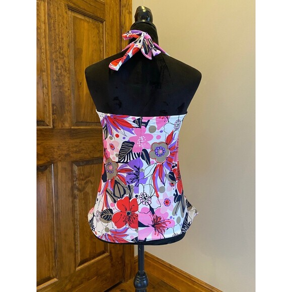 Womens Halter Swim Bikini Top with Ruching on sides & front Size 14 Pink - Picture 5 of 8